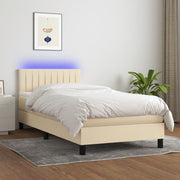 Boxspring 80x200 cm crème met matras en LED