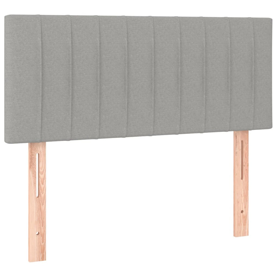 Boxspring Met Matras En Led Stof Lichtgrijs 100 x 200 cm Verticale strepen