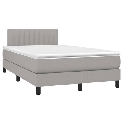 Boxspring Met Matras En Led Stof Lichtgrijs 120 x 200 cm Verticale strepen