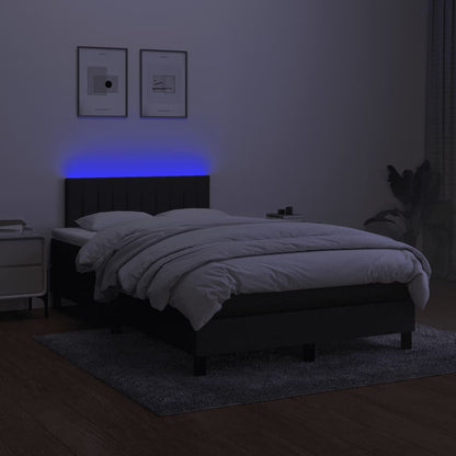 Boxspring Met Matras En Led Stof Zwart 120 x 200 cm Verticale strepen
