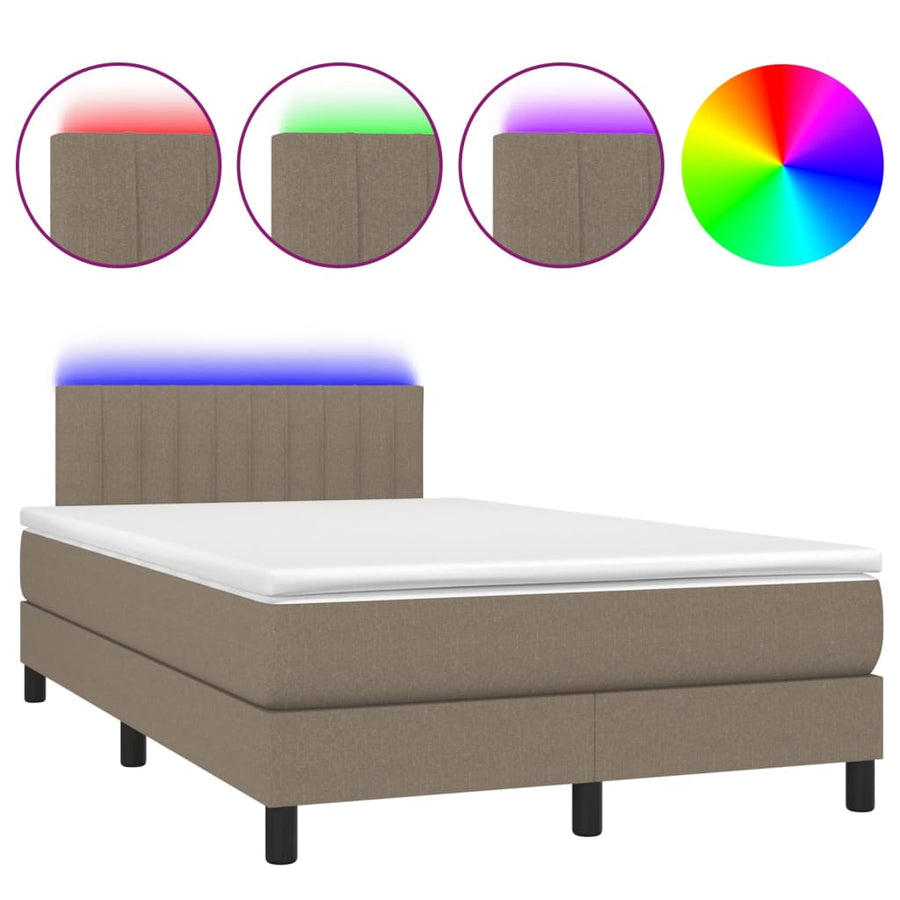 Boxspring met matras en LED stof taupe 120x200 cm 120 x 200 cm Taupe