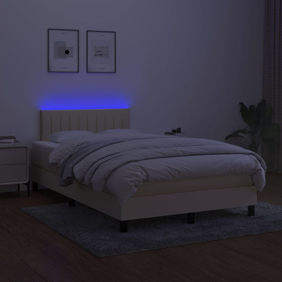 Boxspring met matras en LED stof crèmekleurig 120x200 cm 120 x 200 cm Crème