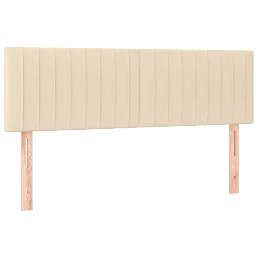 Boxspring met matras en LED stof crèmekleurig 140x190 cm 140 x 190 cm Verticale strepen