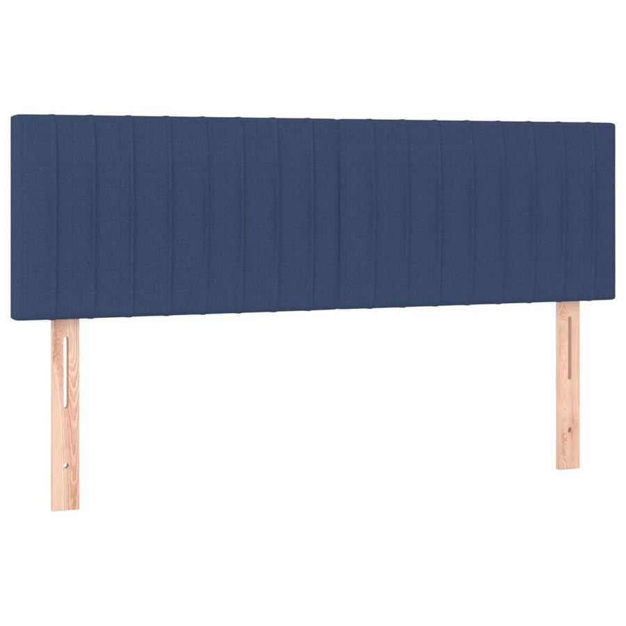 Boxspring Met Matras En Led Stof Blauw 140 x 190 cm Verticale strepen