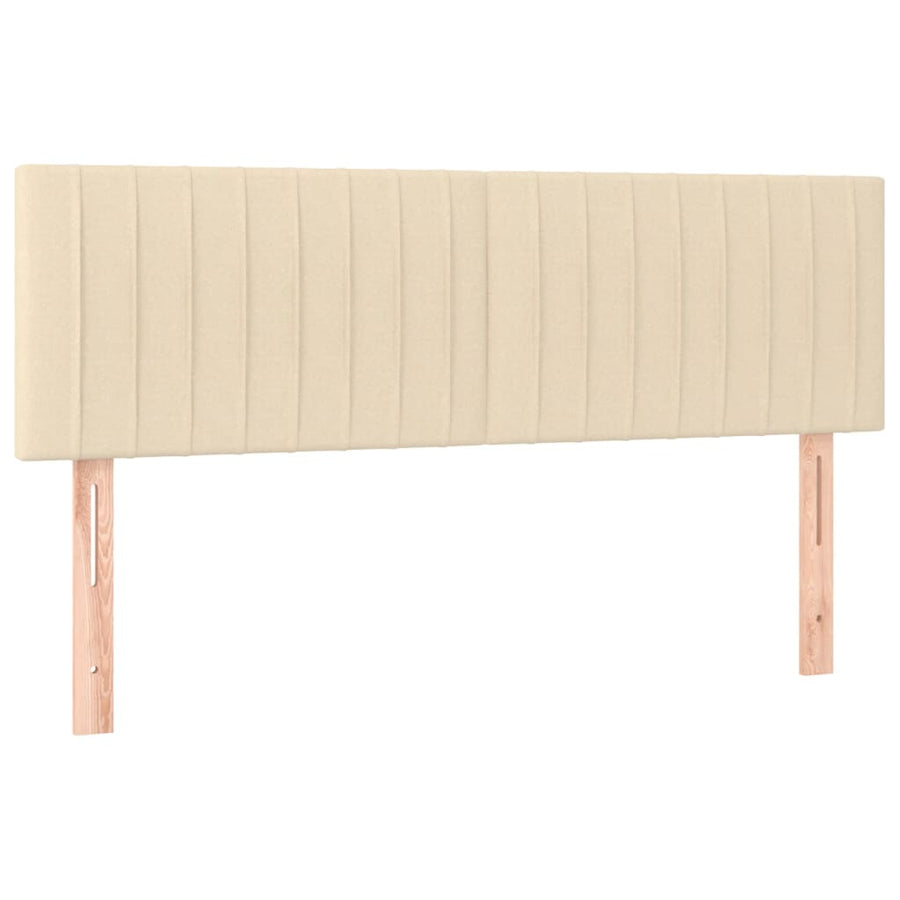 Boxspring met matras en LED stof crèmekleurig 140x200 cm 140 x 200 cm Verticale strepen