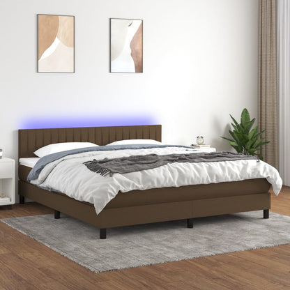 Boxspring Met Matras En Led Stof 180 x 200 cm Donkerbruin