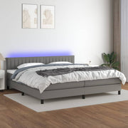 Boxspring 200x200 cm donkergrijs met matras en LED