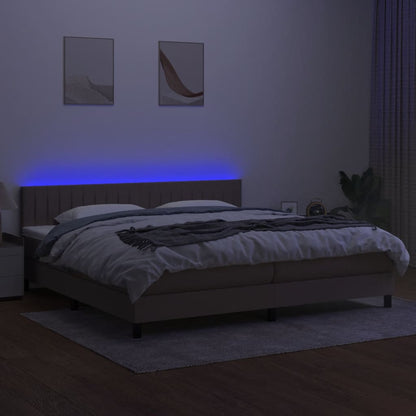 Boxspring met matras en LED stof taupe 200x200 cm 200 x 200 cm Taupe