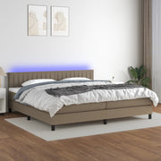 Boxspring 200x200 cm taupe met matras en LED