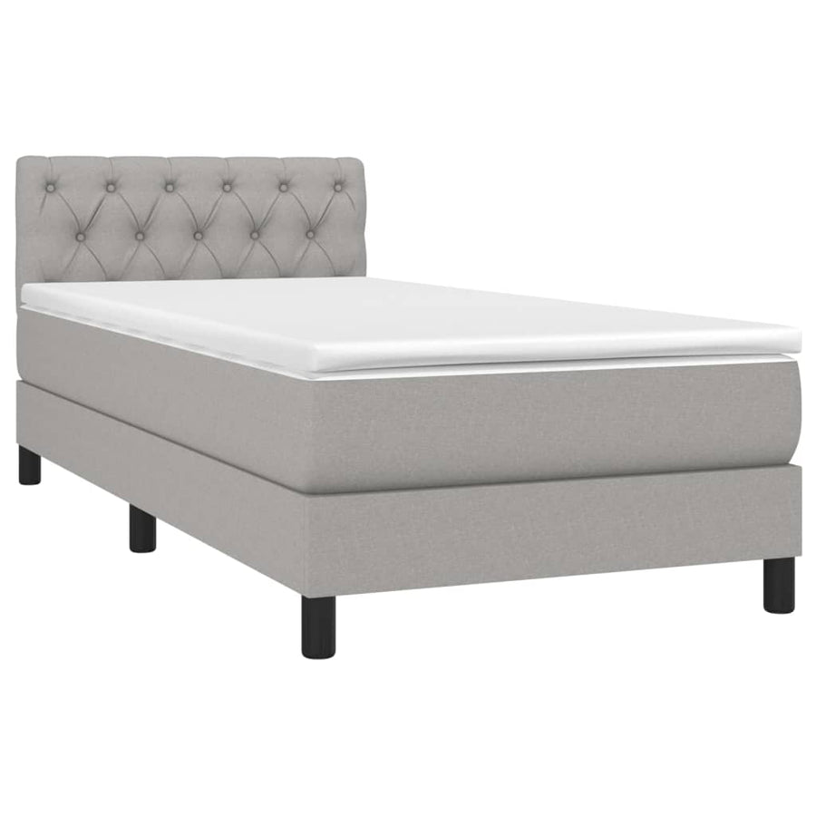 Boxspring Met Matras En Led Stof Lichtgrijs 80 x 200 cm Getuft ontwerp