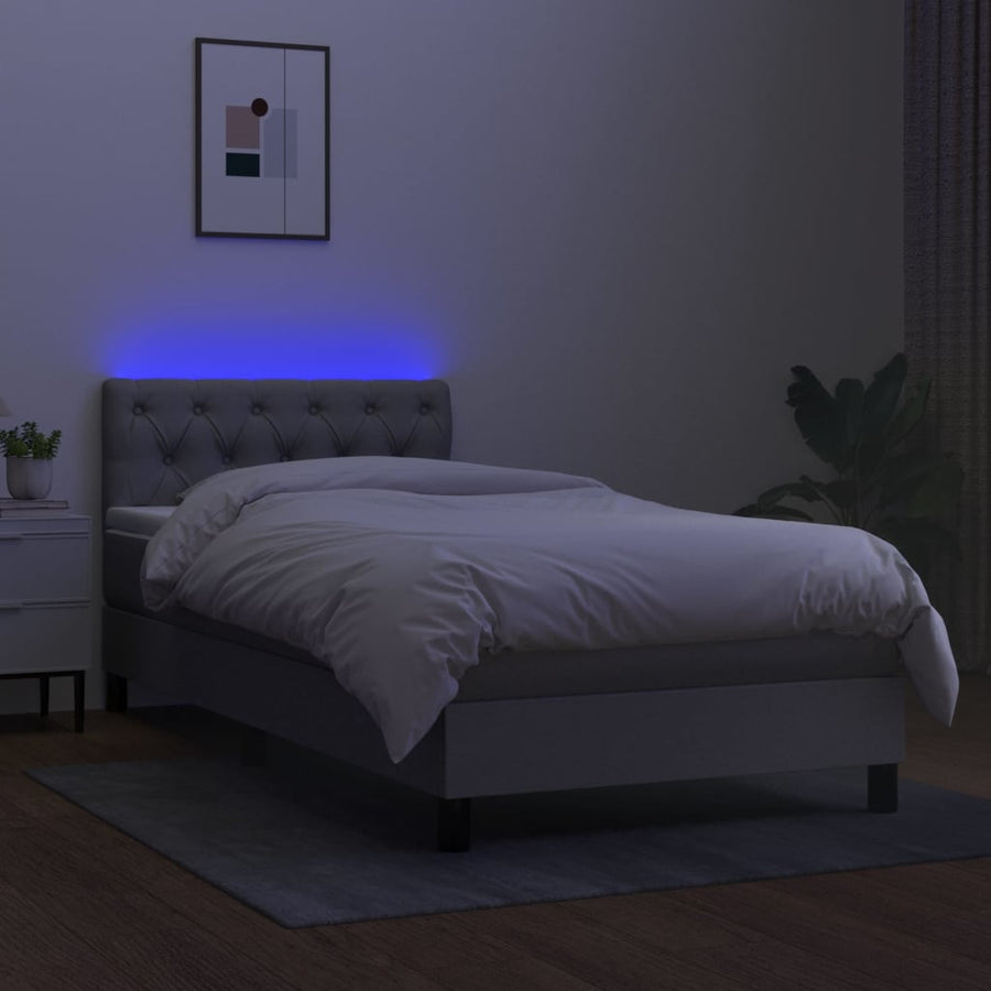 Boxspring Met Matras En Led Stof Lichtgrijs 80 x 200 cm Getuft ontwerp