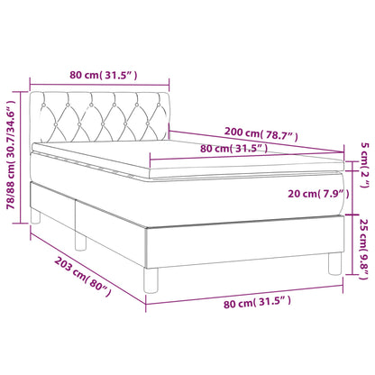 Boxspring Met Matras En Led Stof Donkergrijs 80 x 200 cm Getuft ontwerp
