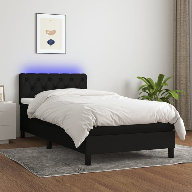 Boxspring Met Matras En Led Stof Zwart 80 x 200 cm Getuft ontwerp