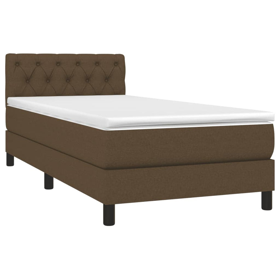 Boxspring Met Matras En Led Stof Donkerbruin 80 x 200 cm Getuft ontwerp