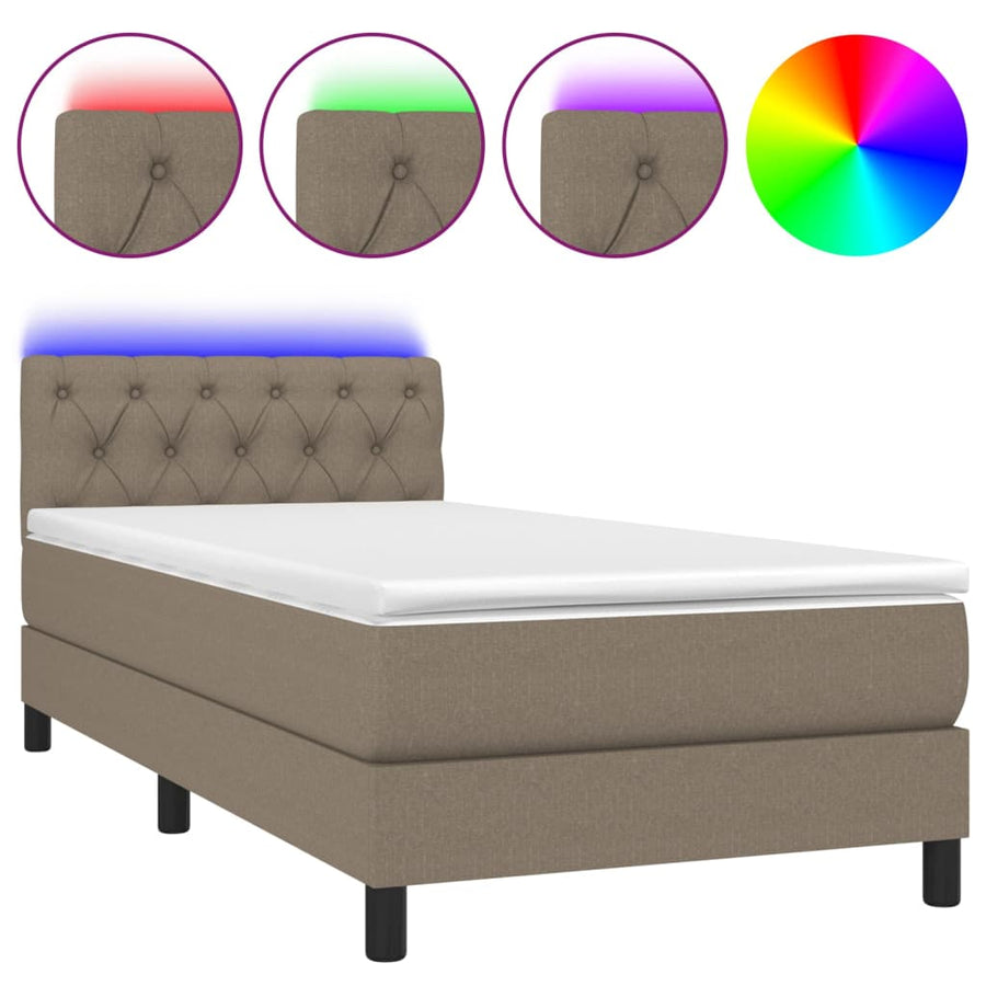 Boxspring met matras en LED stof taupe 80x200 cm 80 x 200 cm Taupe