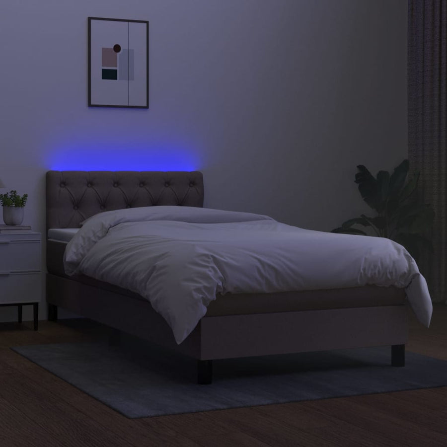 Boxspring met matras en LED stof taupe 80x200 cm 80 x 200 cm Taupe