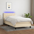 Boxspring met matras en LED stof crèmekleurig 80x200 cm 80 x 200 cm Getuft ontwerp