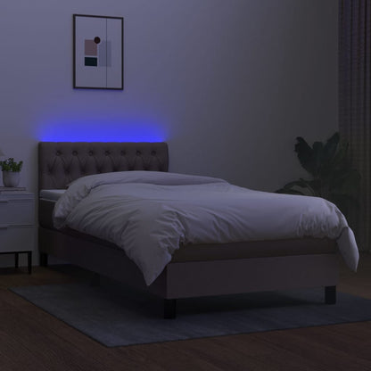 Boxspring met matras en LED stof taupe 90x190 cm 90 x 190 cm Getuft ontwerp
