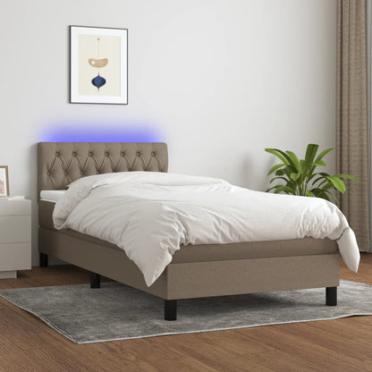 Boxspring met matras en LED stof taupe 90x190 cm 90 x 190 cm Getuft ontwerp