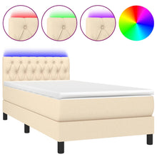 Boxspring met matras en LED stof crèmekleurig 90x190 cm 90 x 190 cm Getuft ontwerp