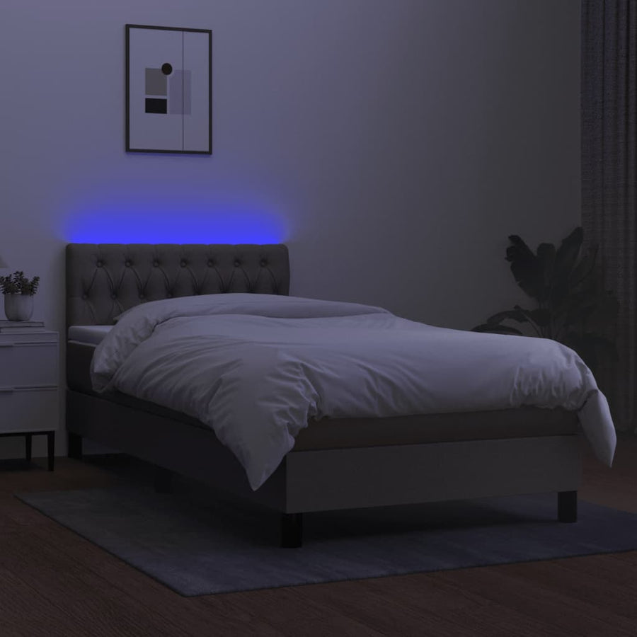 Boxspring met matras en LED stof taupe 80x200 cm 90 x 200 cm Getuft ontwerp