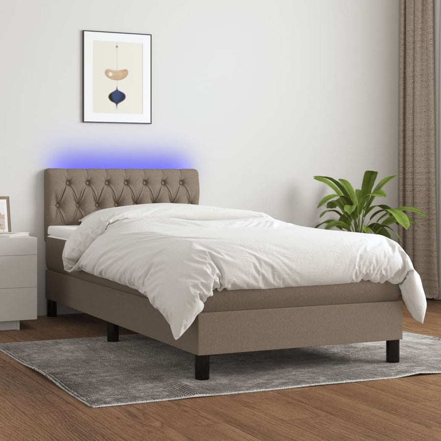 Boxspring met matras en LED stof taupe 80x200 cm 90 x 200 cm Getuft ontwerp