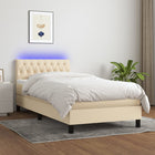 Box spring with mattress and LED fabric cream 80x200 cm