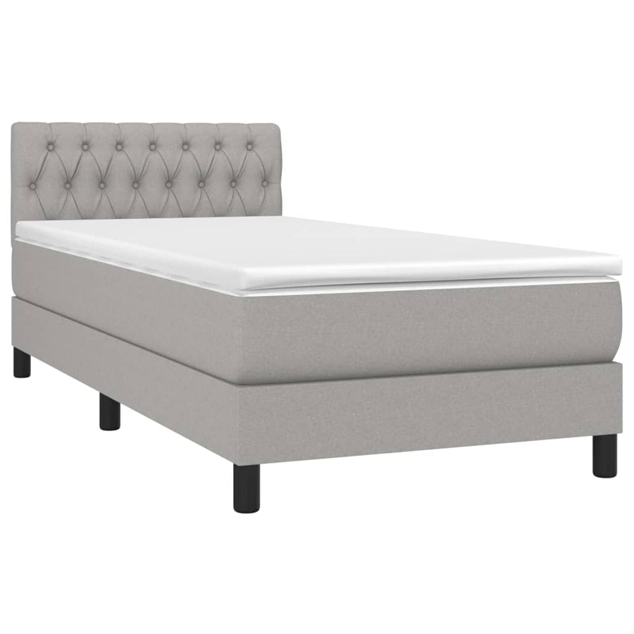 Boxspring Met Matras En Led Stof Lichtgrijs 100X200 Cm Lichtgrijs 100 x 200 cm Getuft ontwerp