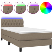 Boxspring Met Matras En Led Stof Taupe 100 x 200 cm Getuft ontwerp