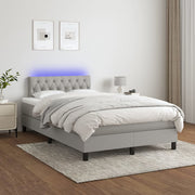 Boxspring met matras en LED 120x200 cm lichtgrijs