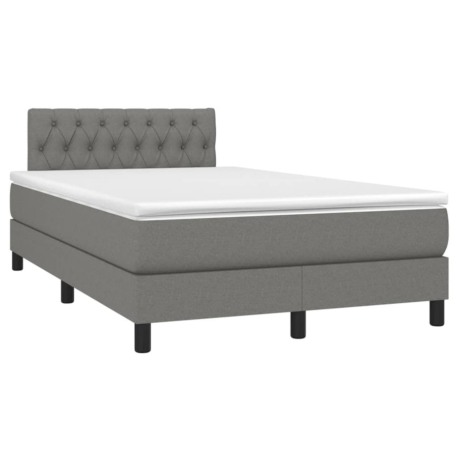 Boxspring Met Matras En Led Stof Donkergrijs 120X200 Cm 120 x 200 cm Getuft ontwerp
