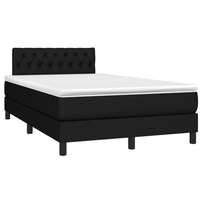 Boxspring Met Matras En Led Stof Zwart 120X200 Cm 120 x 200 cm Getuft ontwerp