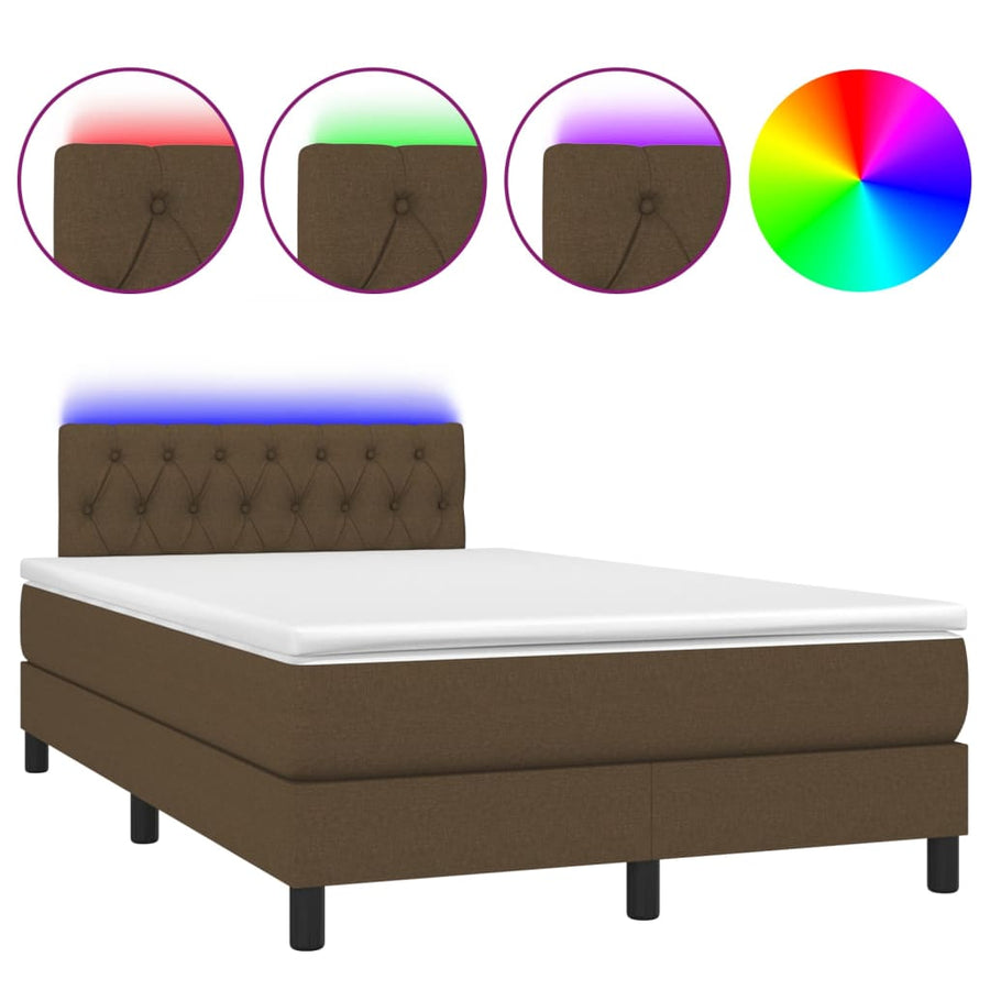 Boxspring Met Matras En Led Stof Donkerbruin 120 x 200 cm Getuft ontwerp