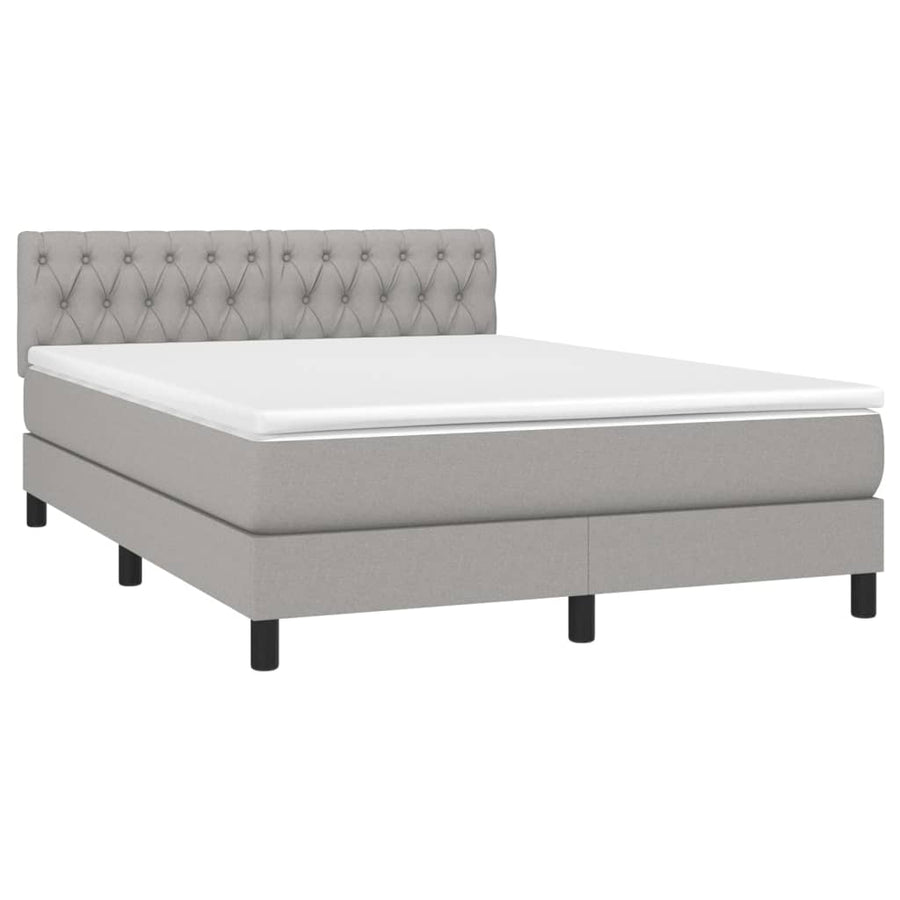 Boxspring Met Matras En Led Stof Lichtgrijs 140 x 190 cm Getuft ontwerp