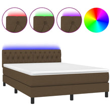 Boxspring Met Matras En Led Stof Donkerbruin 140 x 190 cm Getuft ontwerp