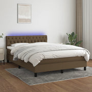 Boxspring 140x190 cm donkerbruin met matras en LED