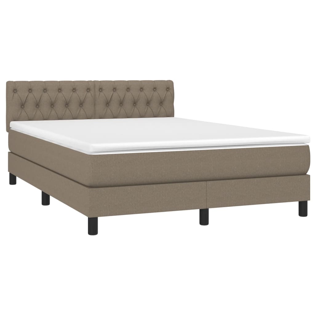 Boxspring Met Matras En Led Stof Taupe 140 x 190 cm Getuft ontwerp