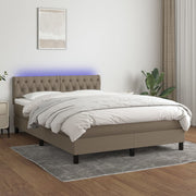 Boxspring 140x190 cm taupe met matras en LED