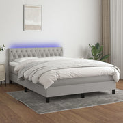 Boxspring 140x200 cm lichtgrijs met matras en LED