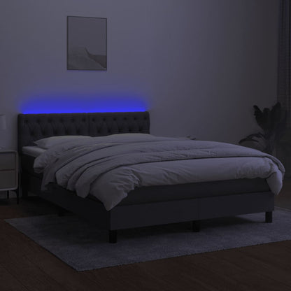 Boxspring Met Matras En Led Stof Donkergrijs 140 x 200 cm Getuft ontwerp