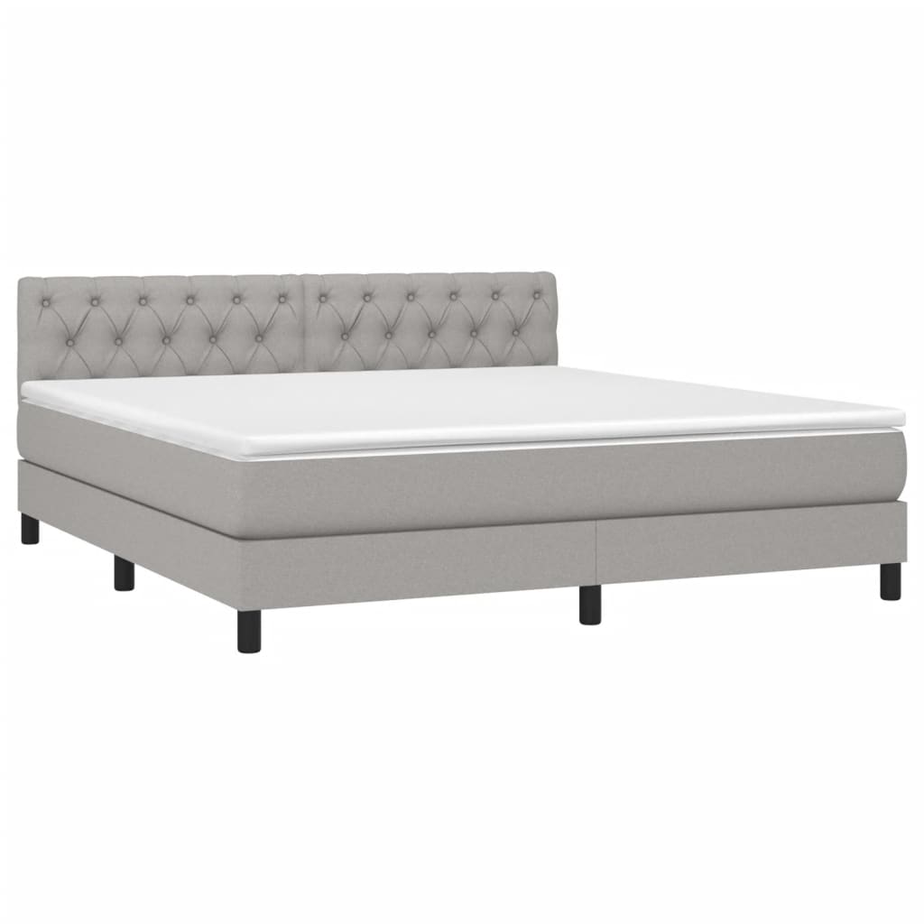 Boxspring Met Matras En Led Stof Lichtgrijs 160 x 200 cm Getuft ontwerp