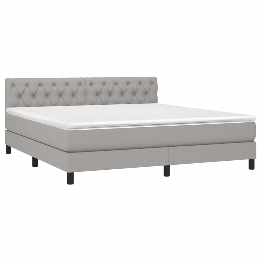 Boxspring Met Matras En Led Stof Lichtgrijs 160 x 200 cm Getuft ontwerp