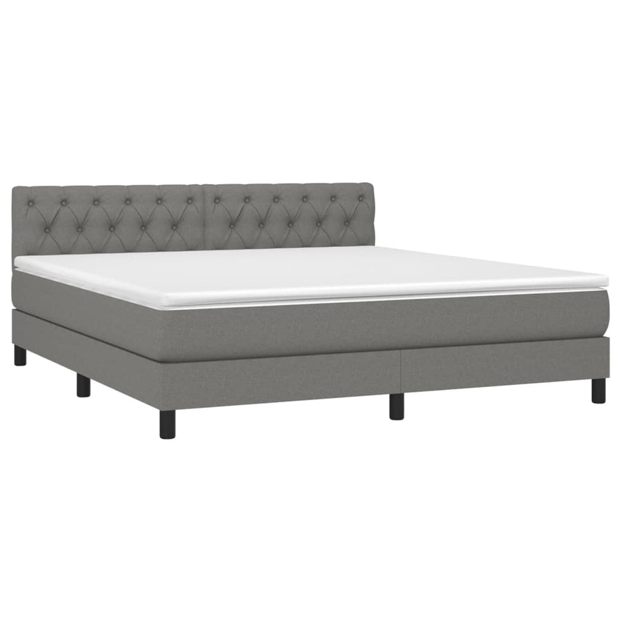 Boxspring Met Matras En Led Stof Donkergrijs 160 x 200 cm Getuft ontwerp