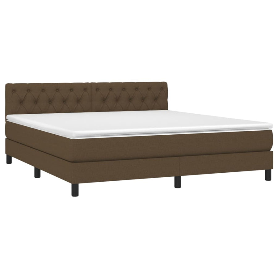 Boxspring Met Matras En Led Stof Donkerbruin 160 x 200 cm Getuft ontwerp