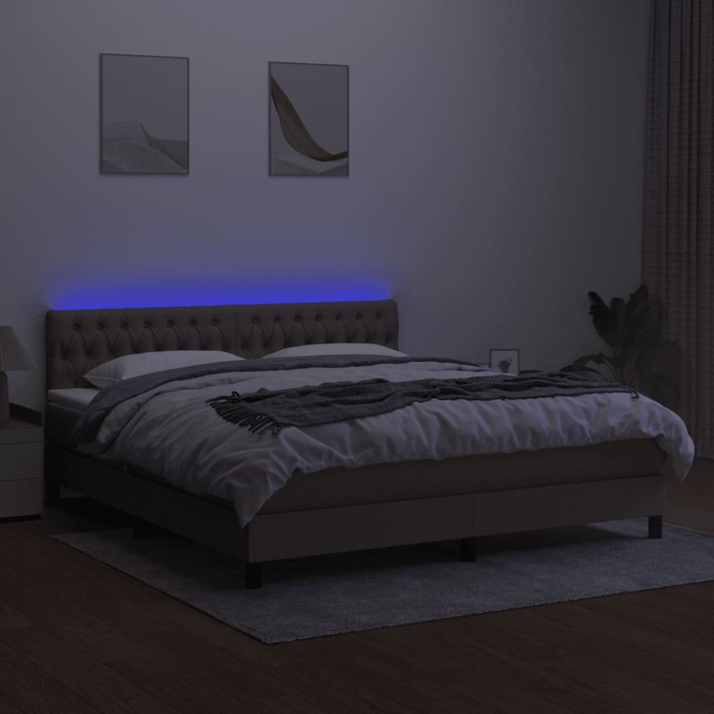 Boxspring Met Matras En Led Stof Taupe 160 x 200 cm Getuft ontwerp