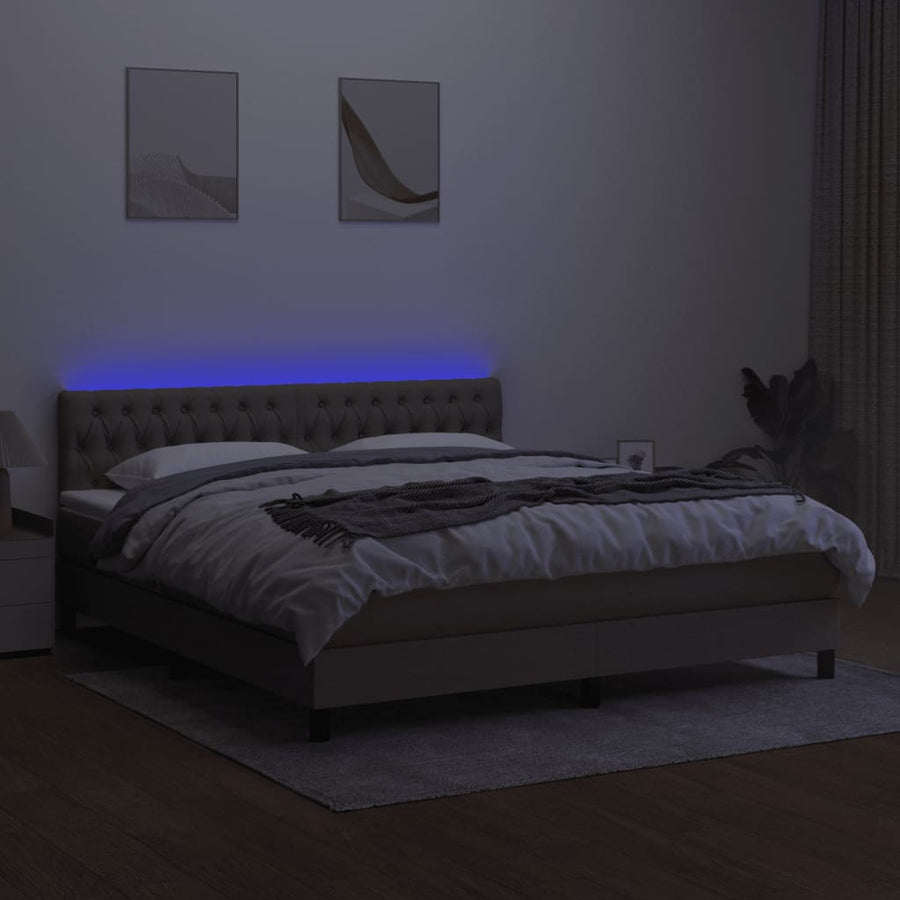 Boxspring Met Matras En Led Stof Taupe 160 x 200 cm Getuft ontwerp