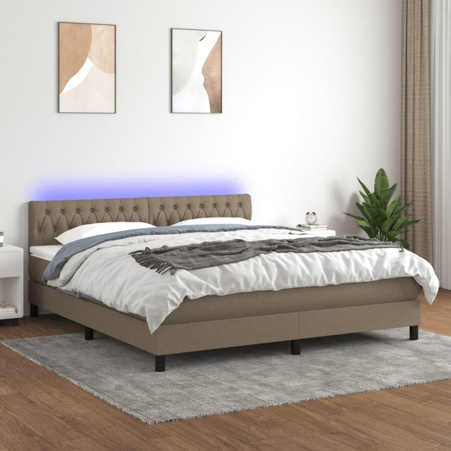 Boxspring Met Matras En Led Stof Taupe 160 x 200 cm Getuft ontwerp