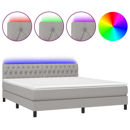 Boxspring Met Matras En Led Stof Lichtgrijs 180 x 200 cm Getuft ontwerp