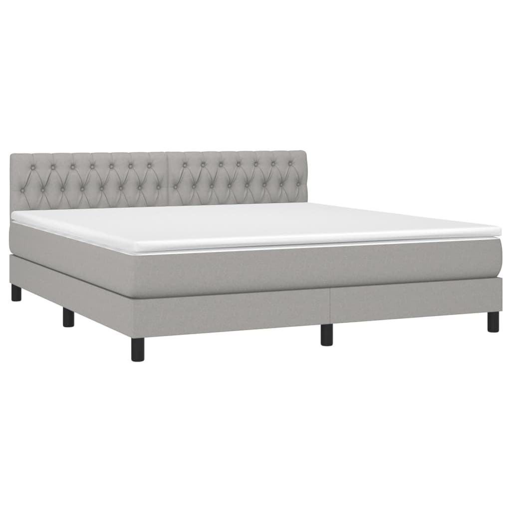Boxspring Met Matras En Led Stof Lichtgrijs 180 x 200 cm Getuft ontwerp