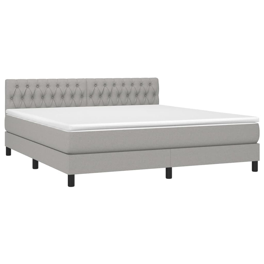 Boxspring Met Matras En Led Stof Lichtgrijs 180 x 200 cm Getuft ontwerp